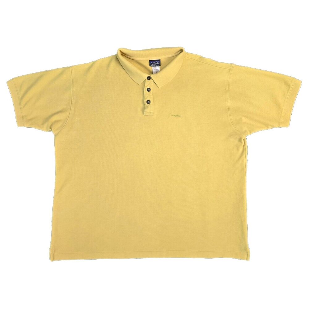 Vintage Patagonia Mens Yellow Short Sleeve Polo Size XL Organic cotton Golf